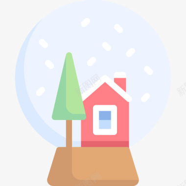 雪花地球仪圣诞装饰3扁平图标图标