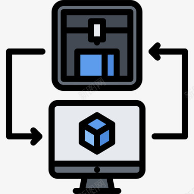 3D照片计算机3d打印机2彩色图标图标