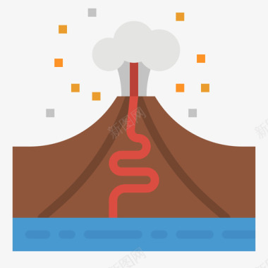 小火山火山室外景观2平坦图标图标