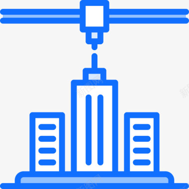 3D城市3d打印机3d打印机3蓝色图标图标