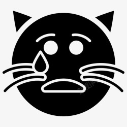 哭泣的猫哭泣的猫脸表情符号情感图标高清图片
