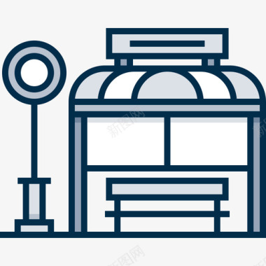 公交车站公交车站城市72线形颜色图标图标