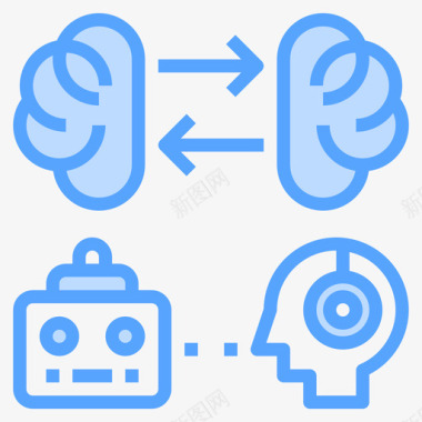 大脑矢量计划大脑概念10蓝色图标图标