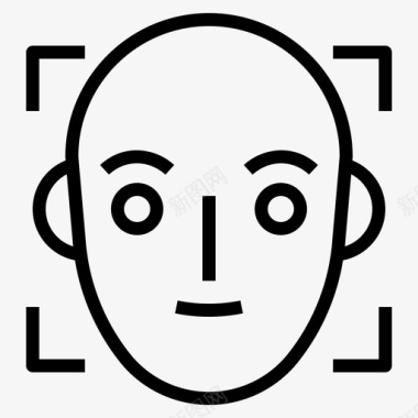 人脸识别人工智能90线性图标图标