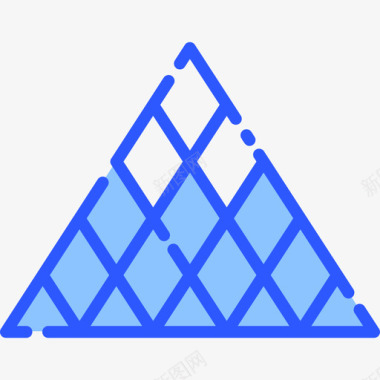蓝色指纹卢浮宫金字塔31号地标蓝色图标图标
