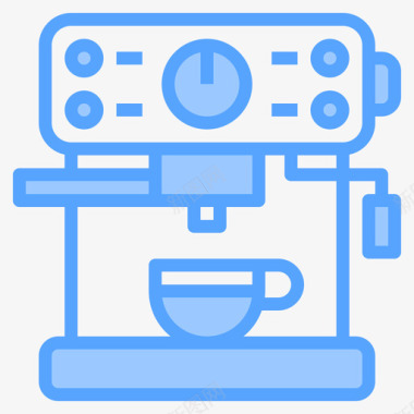 勺子搅拌咖啡浓缩咖啡浓缩咖啡咖啡厅131蓝色图标图标