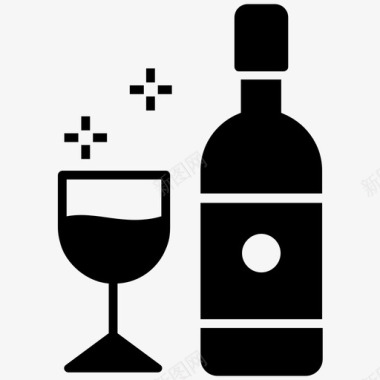 酒瓶酒杯葡萄酒酒精饮料图标图标