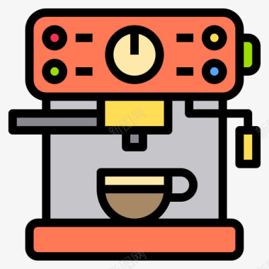 米色袋装咖啡浓缩咖啡浓缩咖啡咖啡店132线性颜色图标图标