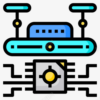 航拍飞行器Cpu飞行器1线性颜色图标图标