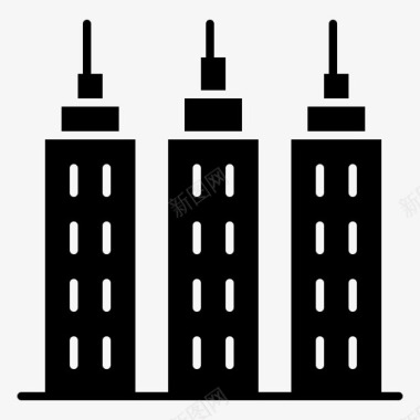 建筑塔楼建筑和建筑立体雕文图标图标