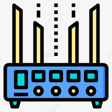 路由器智能城市39线性颜色图标图标