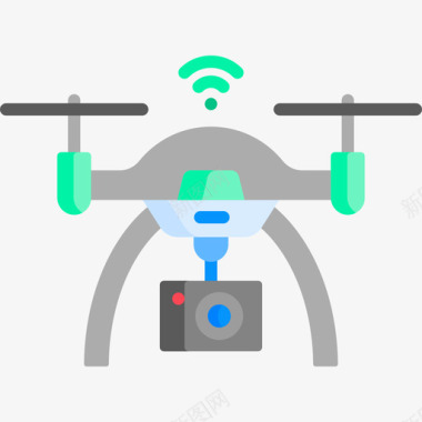 圣诞老人无人机无人机技术102扁平图标图标