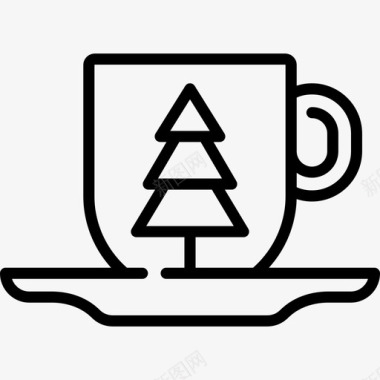 线性装饰咖啡杯圣诞装饰4线性图标图标