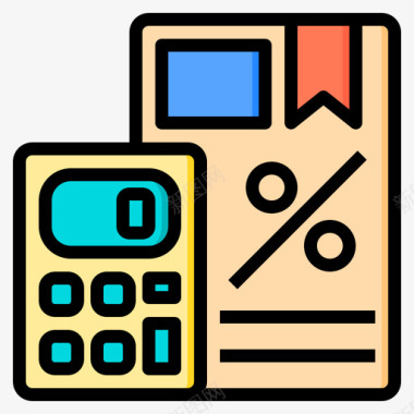 折扣回馈折扣计算器工具2线颜色图标图标
