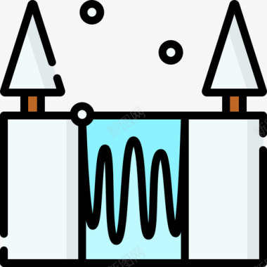 瀑布冬季自然14线性颜色图标图标