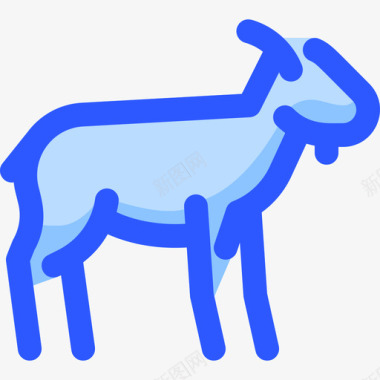 山羊野生动物8蓝色图标图标