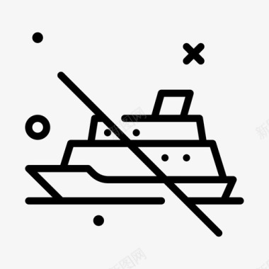 船绿色直线图标图标