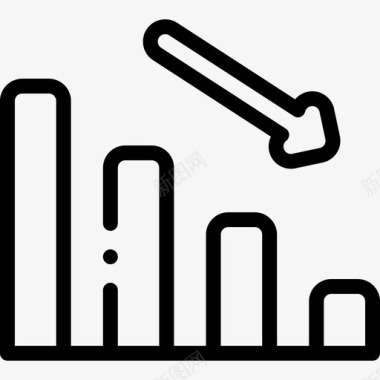 破产现象条形图破产3线性图标图标