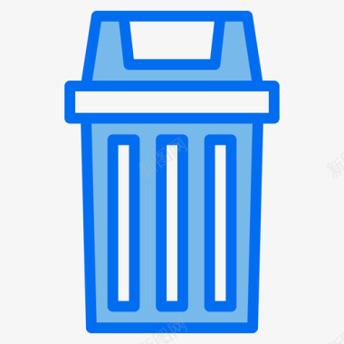 垃圾桶清洁107蓝色图标图标
