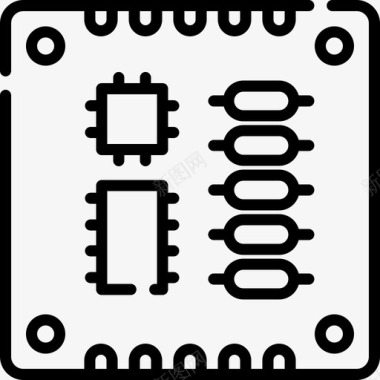 霍尔元件Pcb板电工工具和元件23线性图标图标