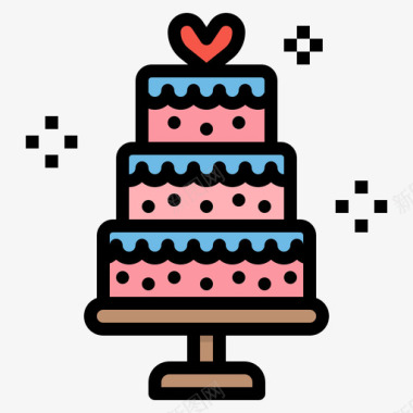 生日蛋糕背景生日蛋糕庆祝活动40线性颜色图标图标