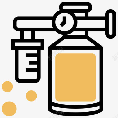 氧气罐81号医院黄色阴影图标图标