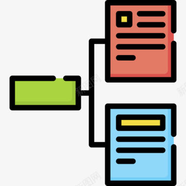 红黄蓝构图组织结构图用户体验33线性颜色图标图标