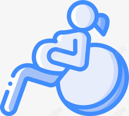 瑜伽球孕妇43蓝色图标图标