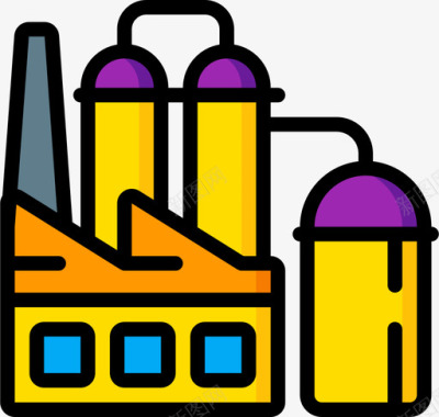 天然气炼油厂石油和天然气4线性颜色图标图标