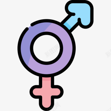 性别Bigender性别认同15线性颜色图标图标