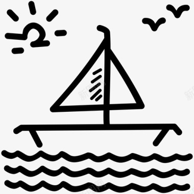 船船海滩帆图标图标