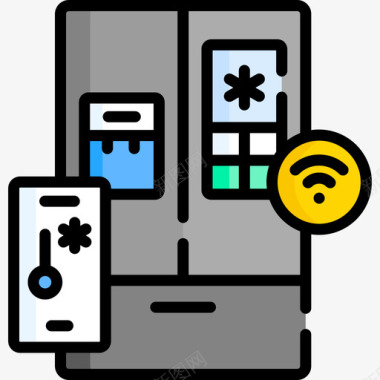 冰箱直通车智能冰箱101技术线性颜色图标图标