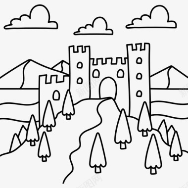 城堡风景31黑色图标图标