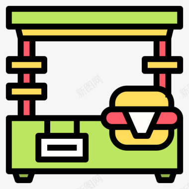 烤炉架食品架食品配送63线性颜色图标