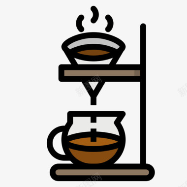 咖啡笔咖啡壶4线性颜色图标