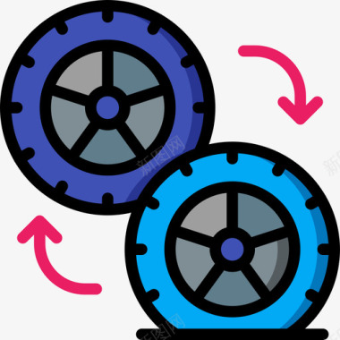 轮胎户外广告轮胎公路旅行9线性颜色图标图标