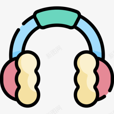寒假开课啦耳罩寒假11线性颜色图标