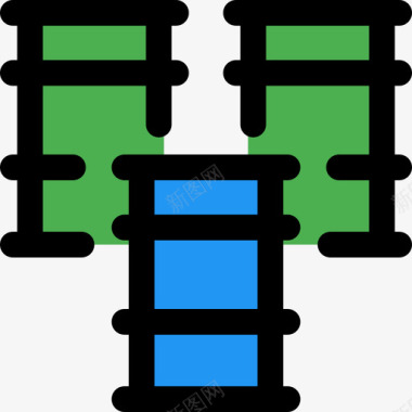 矢量油桶油桶仓库6线颜色图标
