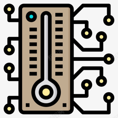 有智慧的人温度智慧城市39线性颜色图标