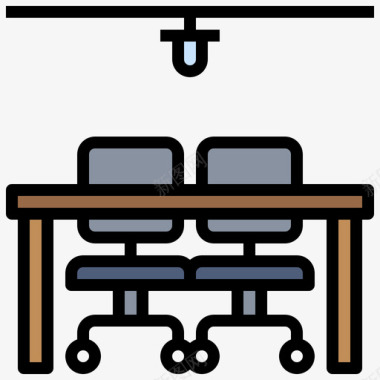 共赏月办公桌共工作空间12线性颜色图标