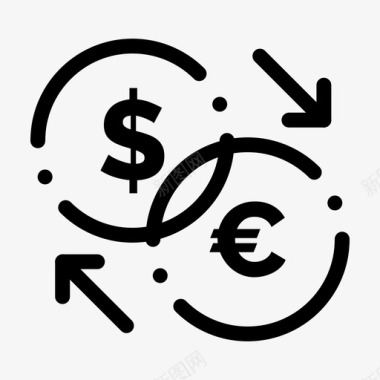 火焰欧元图标兑换货币美元图标