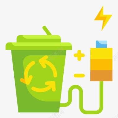 垃圾桶创新可再生能源3扁平图标