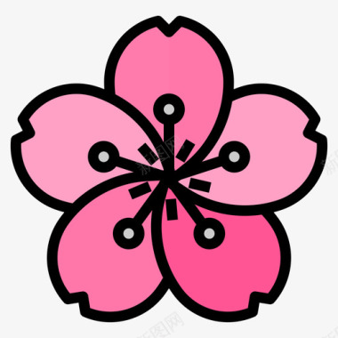 樱花海樱花日本68线形颜色图标图标
