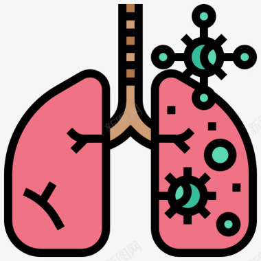 肺炎冠状病毒covid198线状颜色图标图标