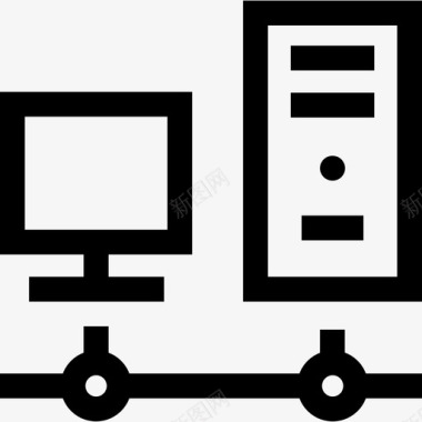 HDMI数据线连接数据库和服务器15线性图标