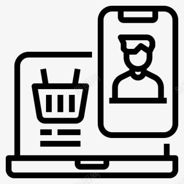 智能手机在线购物78线性图标