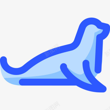 海豹野生动物8蓝色图标图标