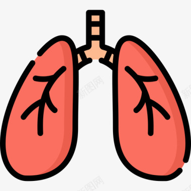 人体肾脏肺人体5线色图标