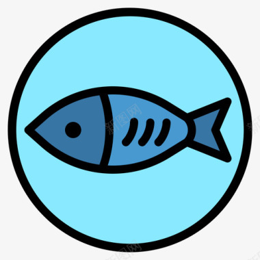 鱼粉食品递送65线性颜色图标图标