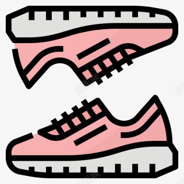 鞋子女式旅行包装3线性颜色图标